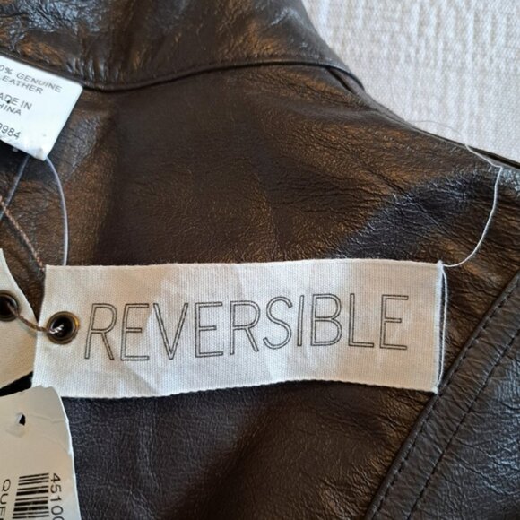 Chico's womens size 2 or Large reversible leather jacket, brown & animal print - Picture 10 of 15